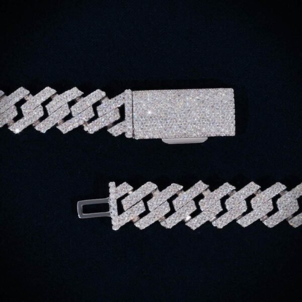 2-Row 12MM Moissanite Prong Cuban Link Chain 14K Gold - Image 12