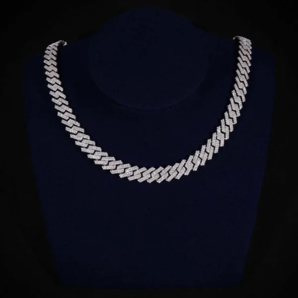 2-Row 12MM Moissanite Prong Cuban Link Chain 14K Gold - Image 11