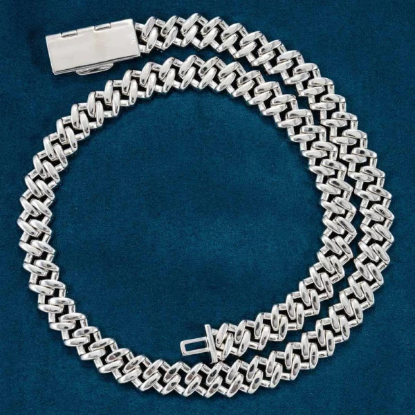 2-Row 12MM Moissanite Prong Cuban Link Chain 14K Gold - Image 6