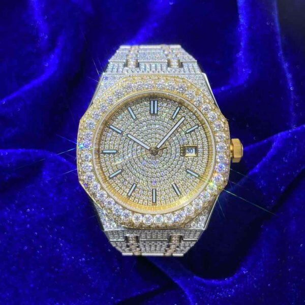 Bust Down Moissanite Watch | 44MM | 14K Yellow Gold | Iced Out