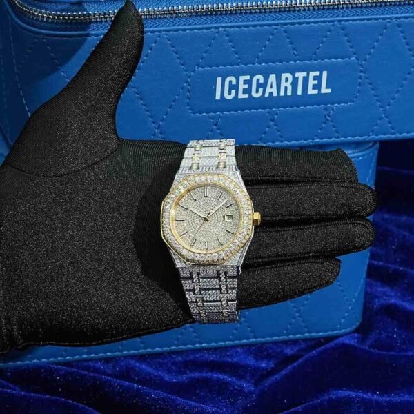 Bust Down Moissanite Watch | 44MM | 14K Yellow Gold | Iced Out - Image 5