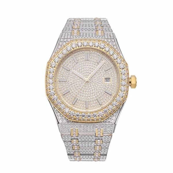 Bust Down Moissanite Watch | 44MM | 14K Yellow Gold | Iced Out - Image 3