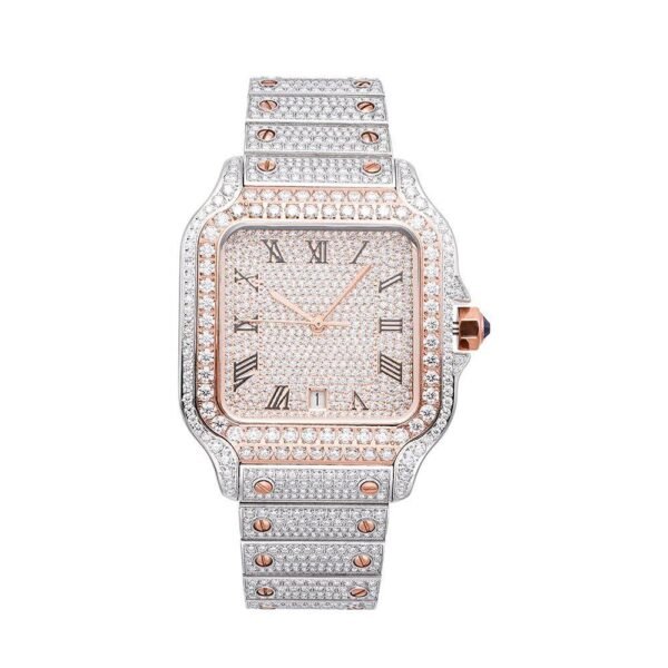 Men's VVS Moissanite Watch | 42MM | 16CT Bust Down | 14K Rose Gold - Image 3