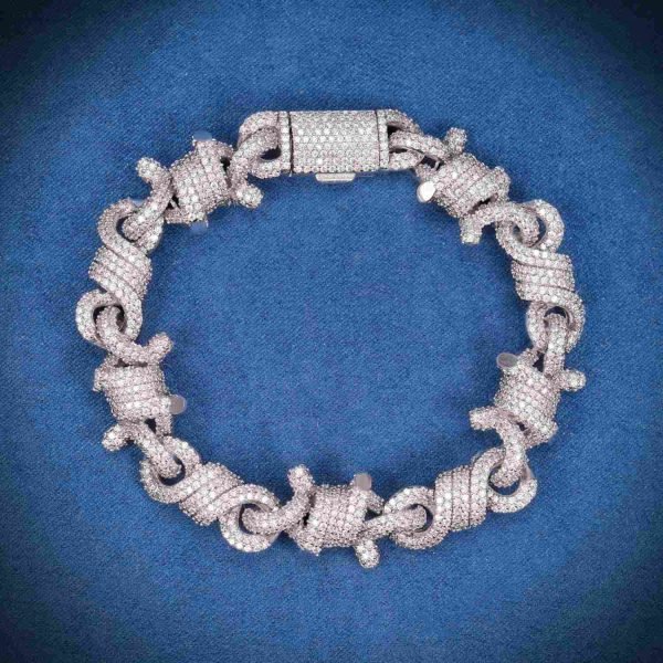 10MM Moissanite Spiked Infinity Link Bracelet 14K Gold - Image 2