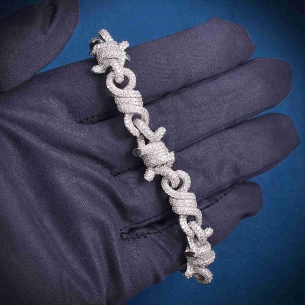 10MM Moissanite Spiked Infinity Link Bracelet 14K Gold - Image 5