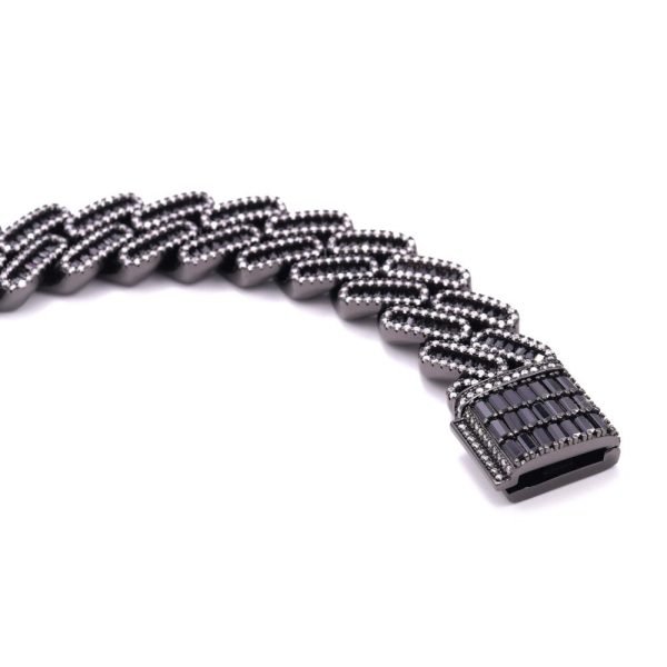 10MM Emerald Cut Black Moissanite Cuban Link Bracelet - Image 5