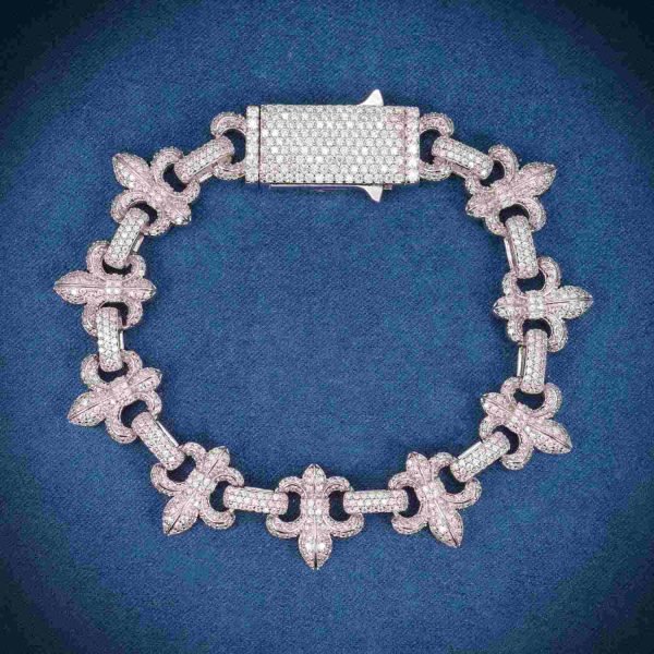 10MM Moissanite Crown Link Bracelet 14K Gold - Image 2