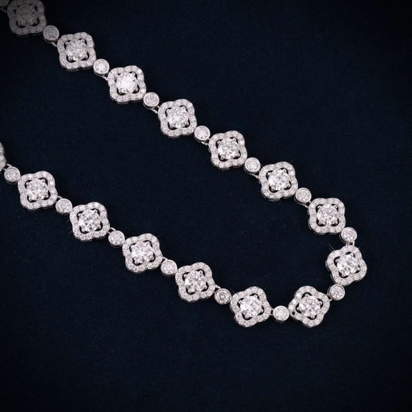 10MM Moissanite Four-Leaf Halo Link Chain 14K Gold - Image 4