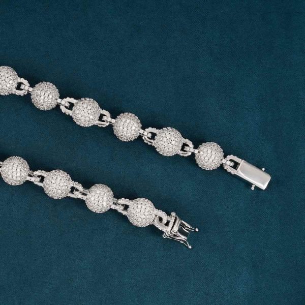 10MM Moissanite Baguette Cross Beads Link Chain 14k Gold - Image 6