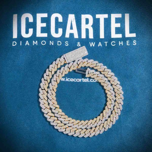 10MM Split Two Tone Moissanite Cuban Link Chain 14K Gold - Image 5