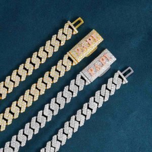 CUSTOM CLASP 2-Row 10MM Moissanite Cuban Link Chain 14K Gold