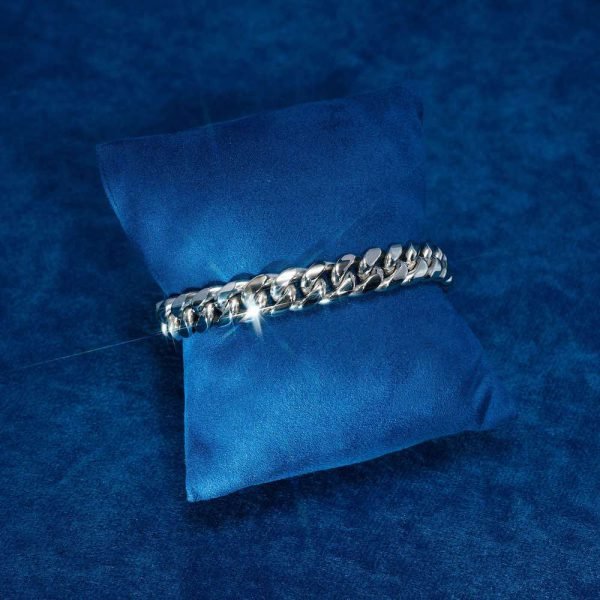 10MM Cuban Link Bracelet 14K White Gold - Image 2
