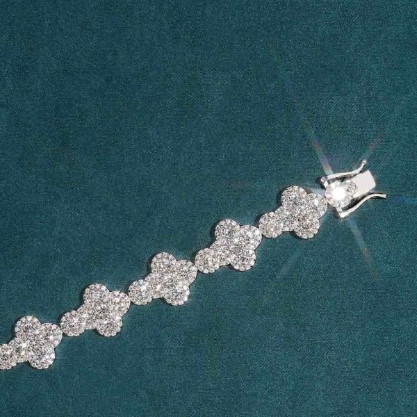 12.5MM Moissanite Cross Tennis Bracelet 14K Gold - Image 4