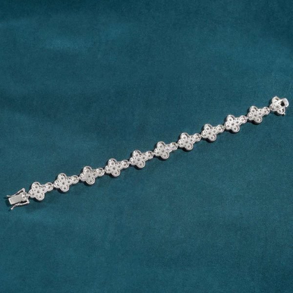 12.5MM Moissanite Cross Tennis Bracelet 14K Gold - Image 7