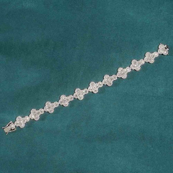 12.5MM Moissanite Cross Tennis Bracelet 14K Gold - Image 6