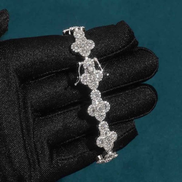 12.5MM Moissanite Cross Tennis Bracelet 14K Gold - Image 3