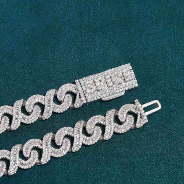 12MM Iced Out Baguette Infinity Link Chain 14K Gold - Image 2