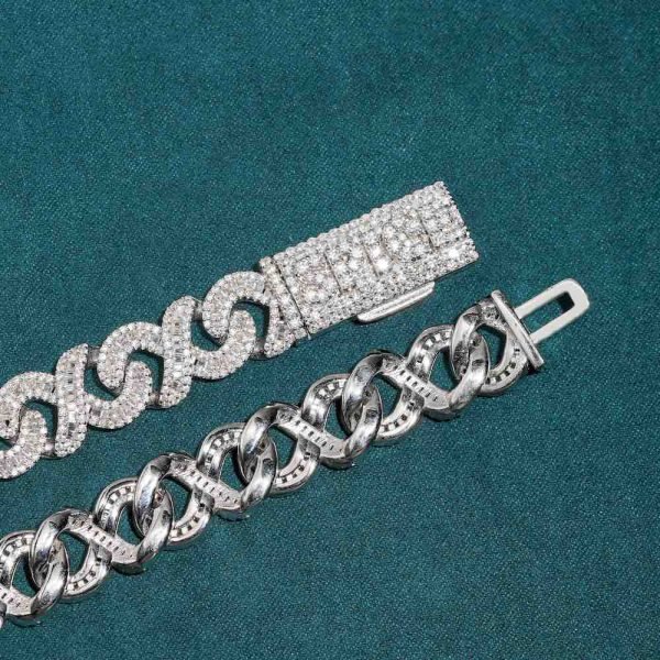 12MM Iced Out Baguette Infinity Link Chain 14K Gold - Image 6