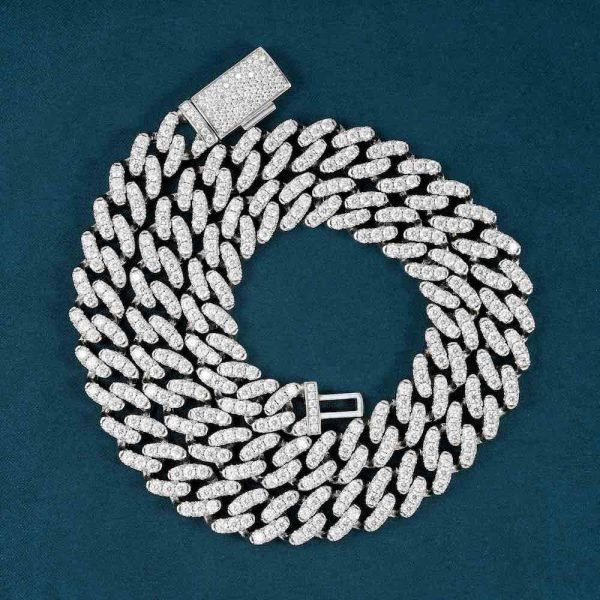 12MM Moissanite Prong Miami Cuban Link Chain 14K Gold - Image 2