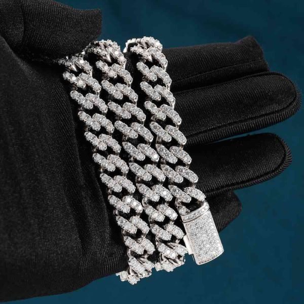 12MM Moissanite Prong Miami Cuban Link Chain 14K Gold - Image 3