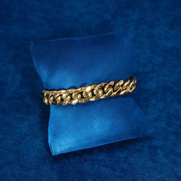 12MM Cuban Link Bracelet 14K Yellow Gold - Image 2