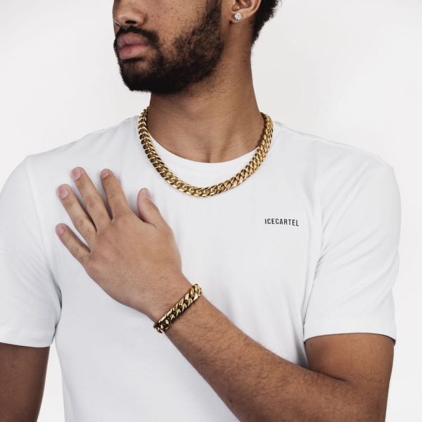 Cuban Link Chain with Iced Clasp 14K Gold (ALL SIZES) - Image 21