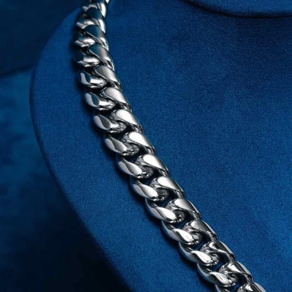 12MM Cuban Link Chain 14K White Gold - Image 4