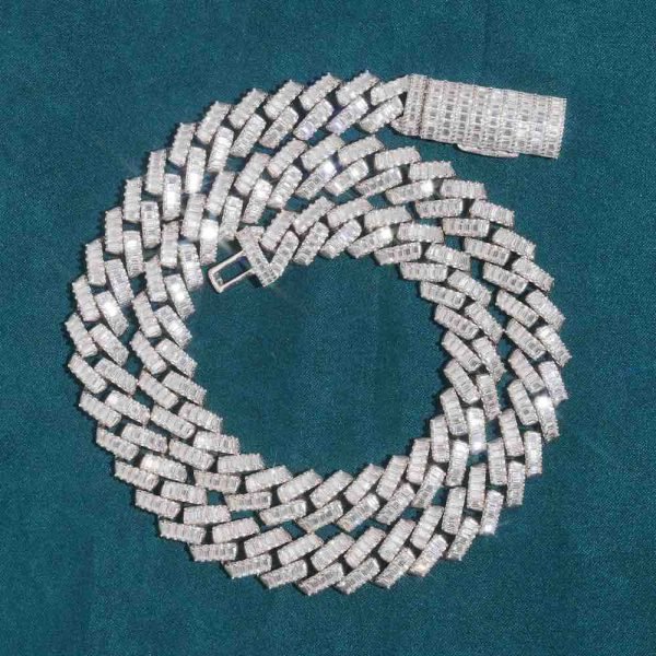 13MM Baguette Diamond Iced Out Cuban Link Chain 14K Gold - Image 2