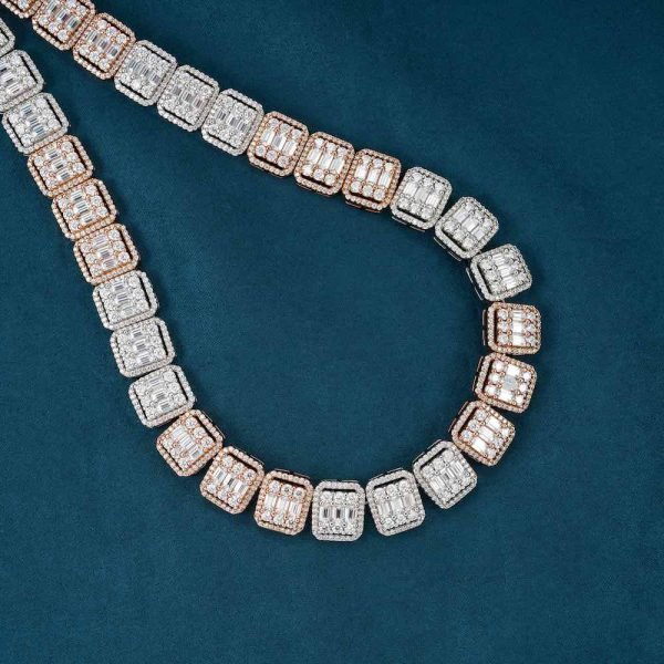 13MM Moissanite Clustered Baguette Tennis Chain 14K Gold - Image 7