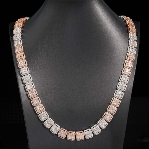 13MM Moissanite Clustered Baguette Tennis Chain 14K Gold - Image 8