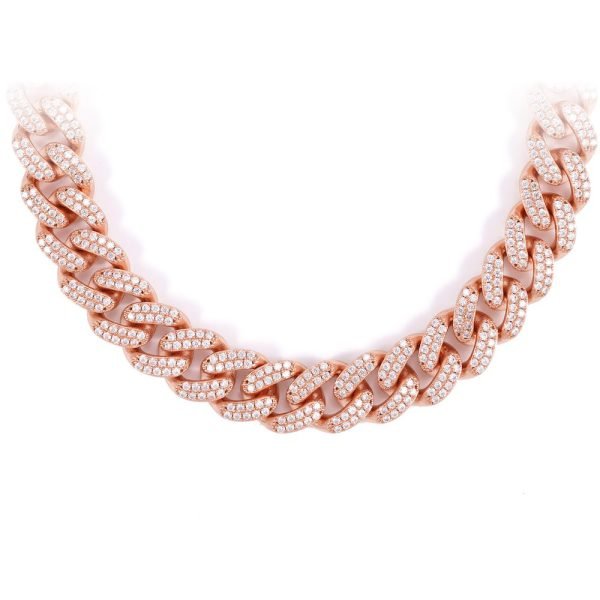 14MM 2-Row Diamond Cuban Link Chain 14K Solid Gold - Image 2