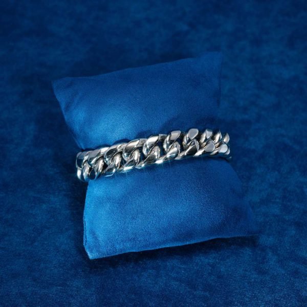 14MM Cuban Link Bracelet 14K White Gold - Image 2