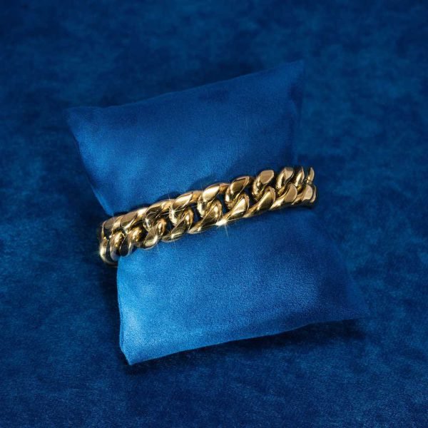 14MM Cuban Link Bracelet 14K Yellow Gold - Image 2
