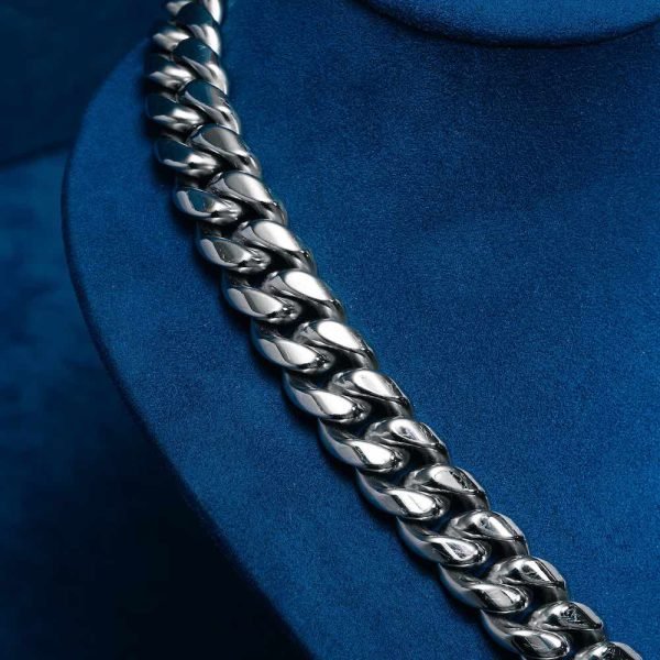 14MM Cuban Link Chain 14K White Gold - Image 4