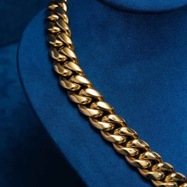 14MM Cuban Link Chain 14K Yellow Gold - Image 6