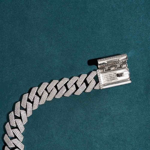 15MM 4-Row Moissanite Cuban Link Bracelet 14K Gold - Image 7