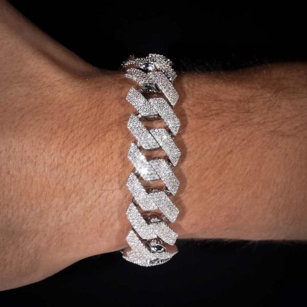 15MM 4-Row Moissanite Cuban Link Bracelet 14K Gold - Image 9