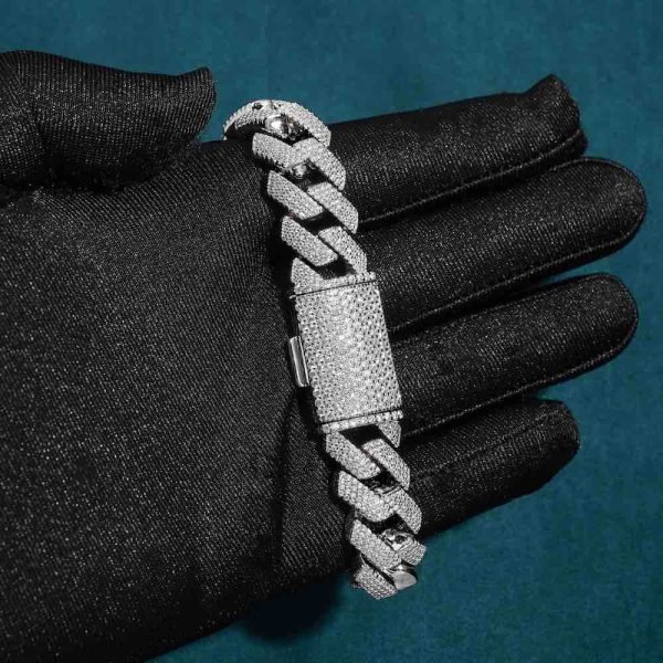 15MM 4-Row Moissanite Cuban Link Bracelet 14K Gold - Image 4