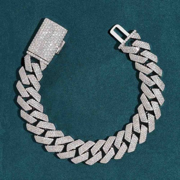 15MM 4-Row Moissanite Cuban Link Bracelet 14K Gold - Image 3