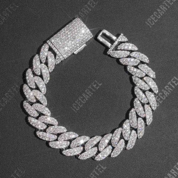2-Row Iced Out Miami Cuban Link Bracelet 14K Gold - 15MM - Image 3