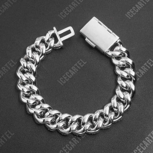 2-Row Iced Out Miami Cuban Link Bracelet 14K Gold - 15MM - Image 4