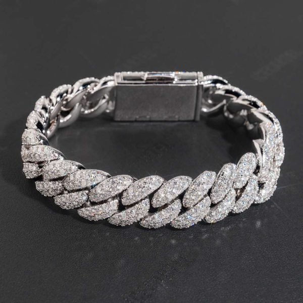 2-Row Iced Out Miami Cuban Link Bracelet 14K Gold - 15MM - Image 2