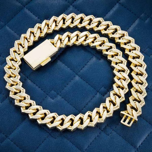 15MM Moissanite Baguette Cuban Link Chain 14K Gold - Image 7