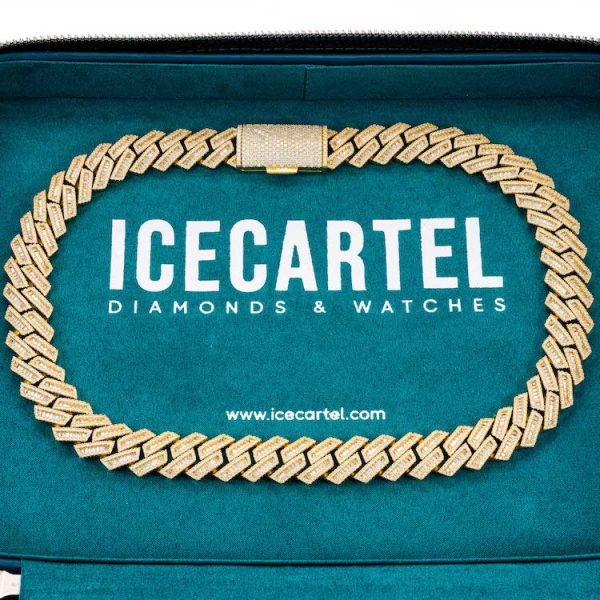15MM Moissanite Baguette Cuban Link Chain 14K Gold - Image 2