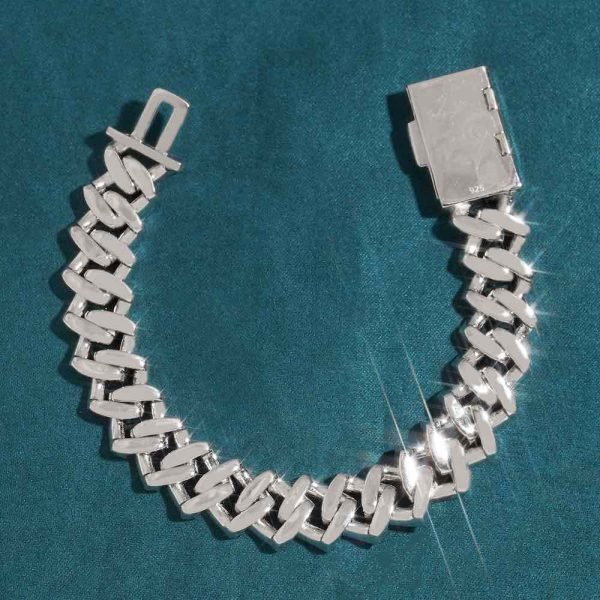 15MM 2-Row Moissanite Cuban Link Bracelet 14K Gold - Image 4