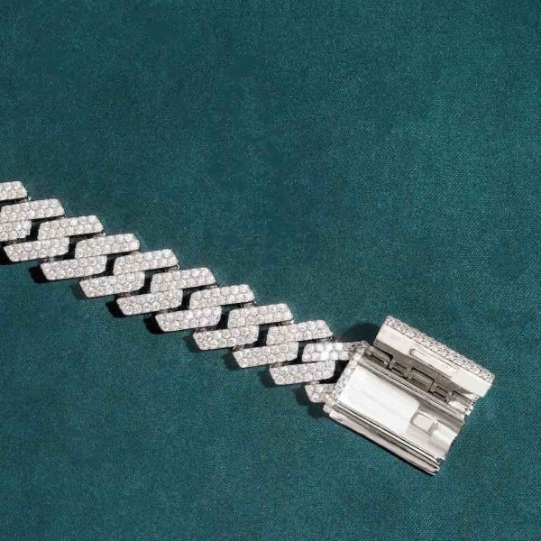 15MM 2-Row Moissanite Cuban Link Bracelet 14K Gold - Image 5