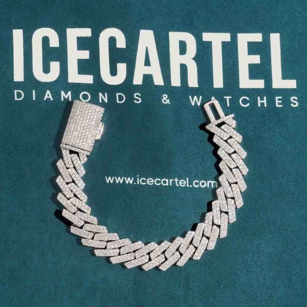 15MM 2-Row Moissanite Cuban Link Bracelet 14K Gold - Image 3