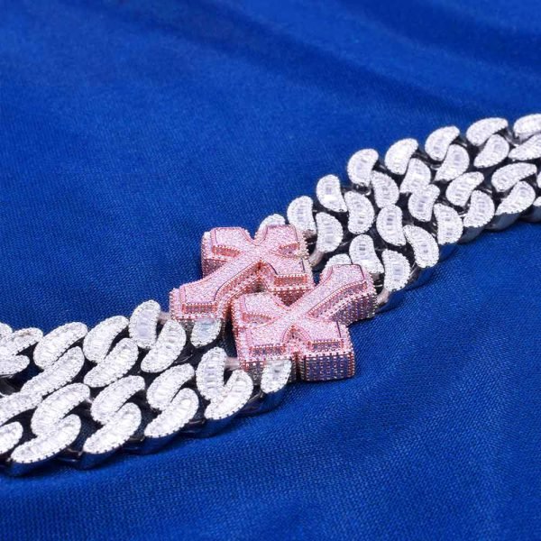 CUSTOM CLASP 15MM Moissanite Baguette Cross Miami Cuban Link Chain 14K Gold - Image 6