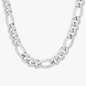 16MM Iced Out Figaro Chain 14K Gold