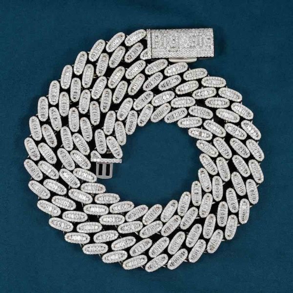 16MM Moissanite Baguette Miami Cuban Link Chain 14K Gold - Image 2